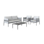 Salon bas de jardin aluminium HENIO 4 places