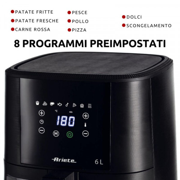 Friteuse sans huile à air chaud 1300W 6L Noir - ARIETTE - ARI4626
