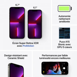 iPhone 13 Pro 128Go Reconditionné Grade A+ Noir - APPLE - GSM_IP13P_128_BKA+