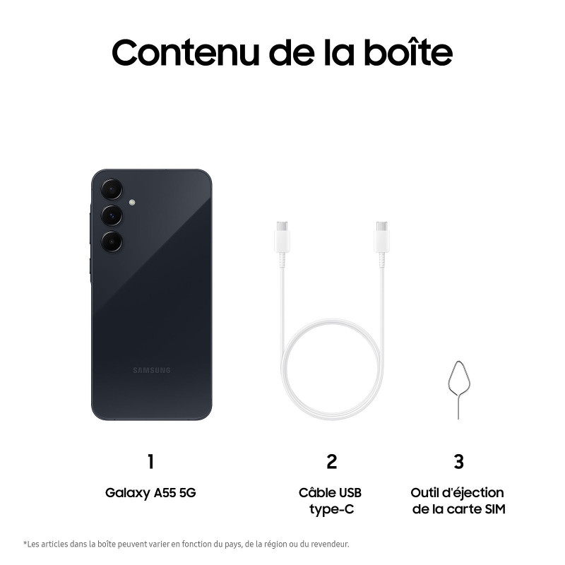 Smartphone Galaxy A55 5G 8/128Go Noir - SAMSUNG - GSM_SAM_A556EZKV