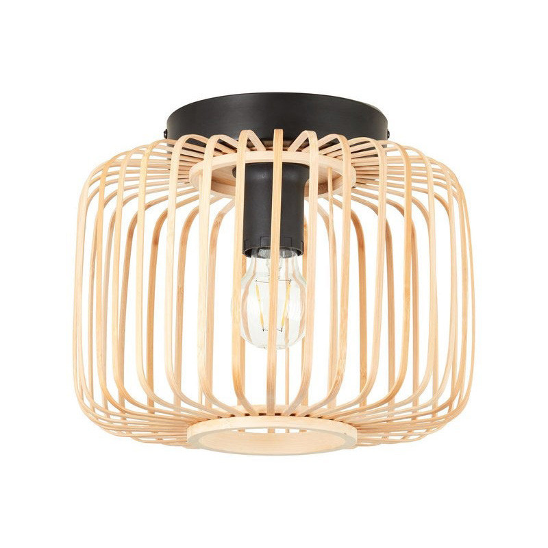 Plafonnier nature métal E27 Noir/beige Pécan