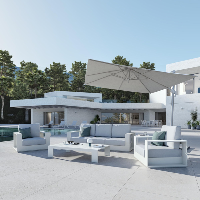 Table de jardin basse - Lagun - NATERIAL - Blanc - 4 personnes