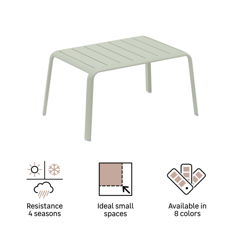 Table de jardin basse - Idaho - NATERIAL - Vert- 2 personnes