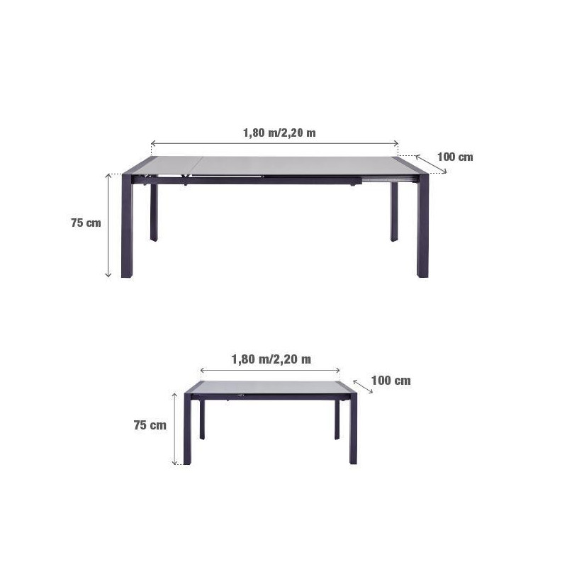 Table de jardin extensible - Aquila II - NATERIAL - Gris anthracite - 6 personnes