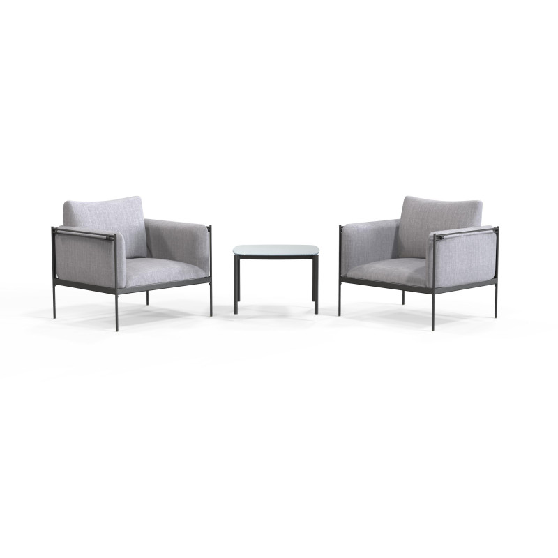 Salon de jardin - LEVO NATERIAL - Gris foncé - 2 personnes