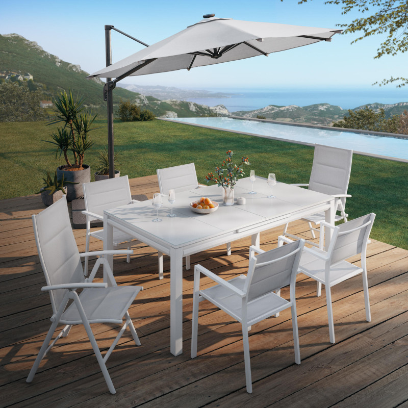 Table de jardin extensible - Odyssea II - NATERIAL - Blanc - 8 personnes