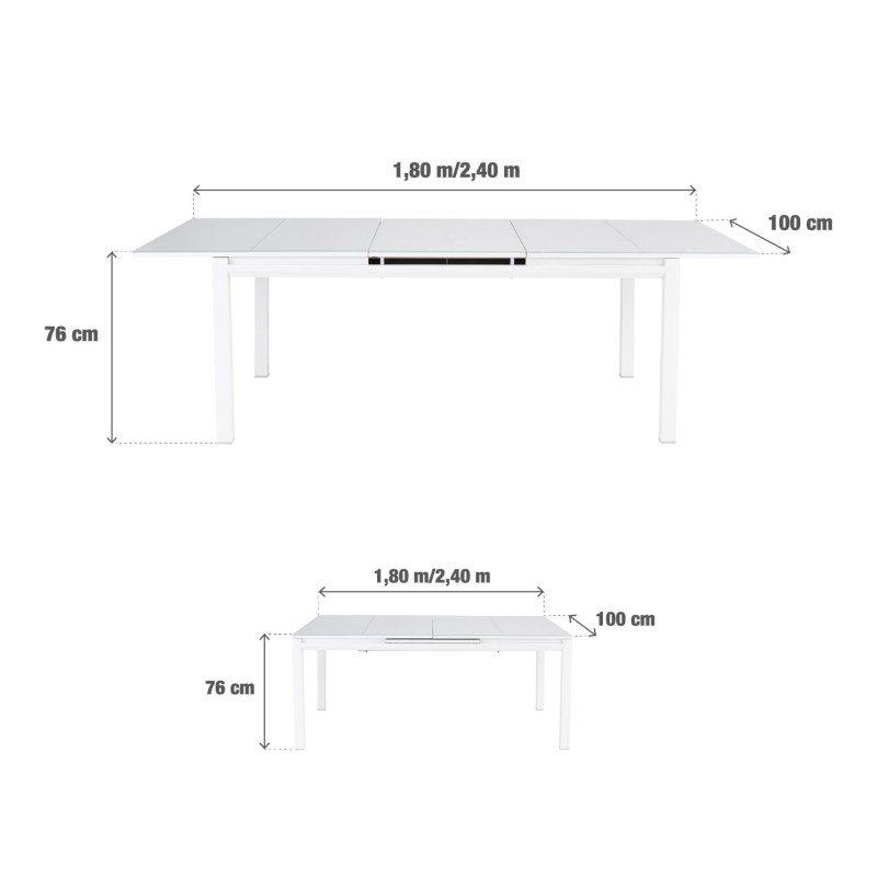 Table de jardin extensible - Odyssea II - NATERIAL - Blanc - 8 personnes