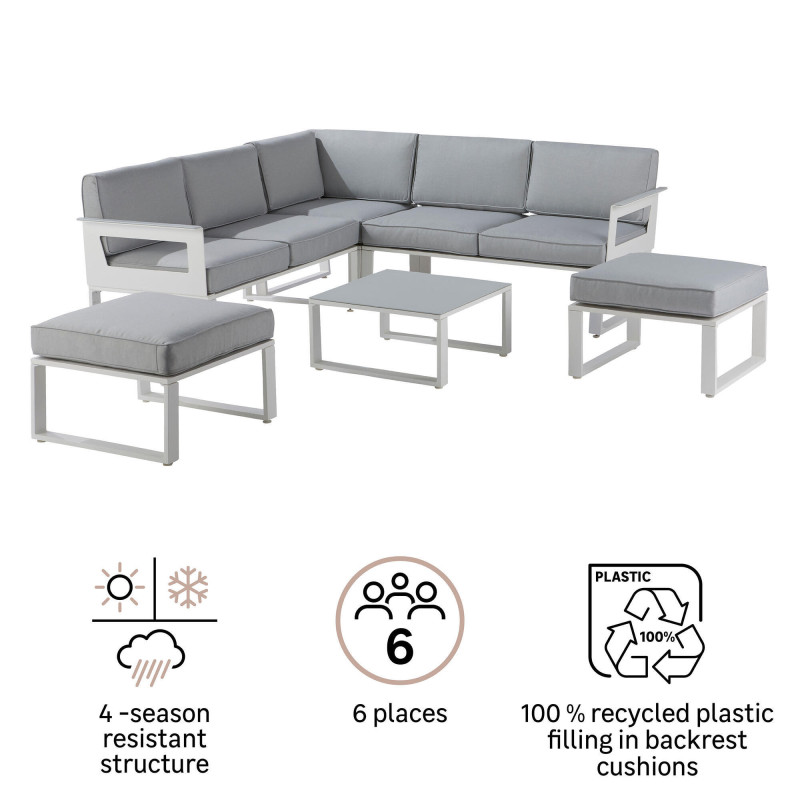 Salon de jardin aluminium Odyssea blanc