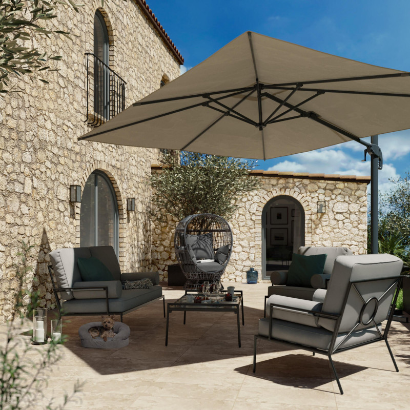 Salon de jardin - ONYX NATERIAL - Gris foncé - 4 personnes