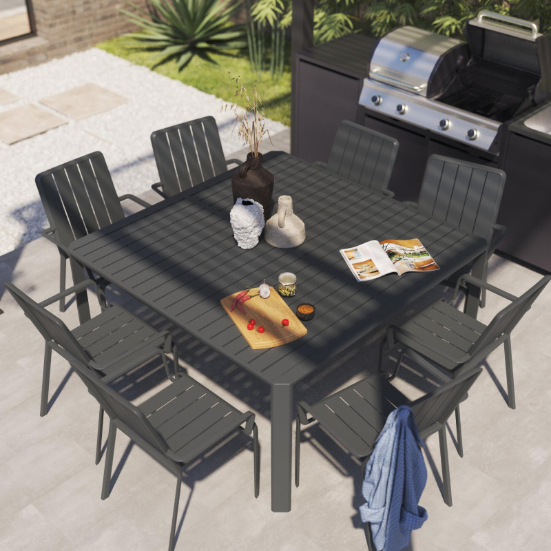 Table de jardin extensible - Idaho - NATERIAL - Gris anthracite - 6 personnes