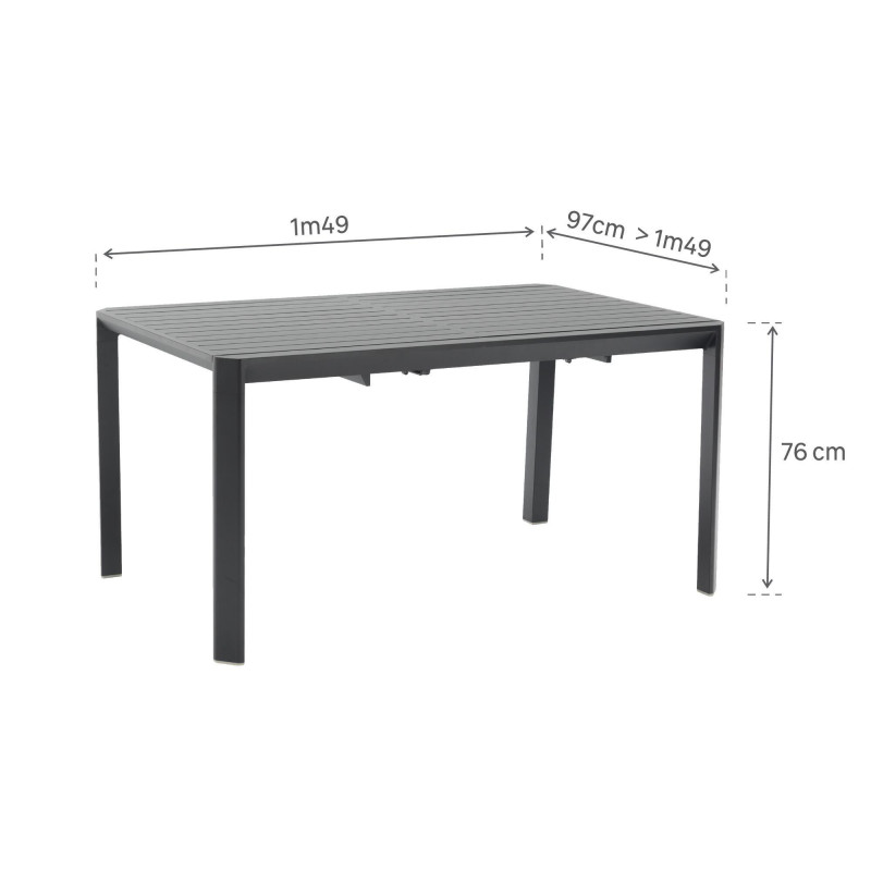 Table de jardin extensible - Idaho - NATERIAL - Gris anthracite - 6 personnes
