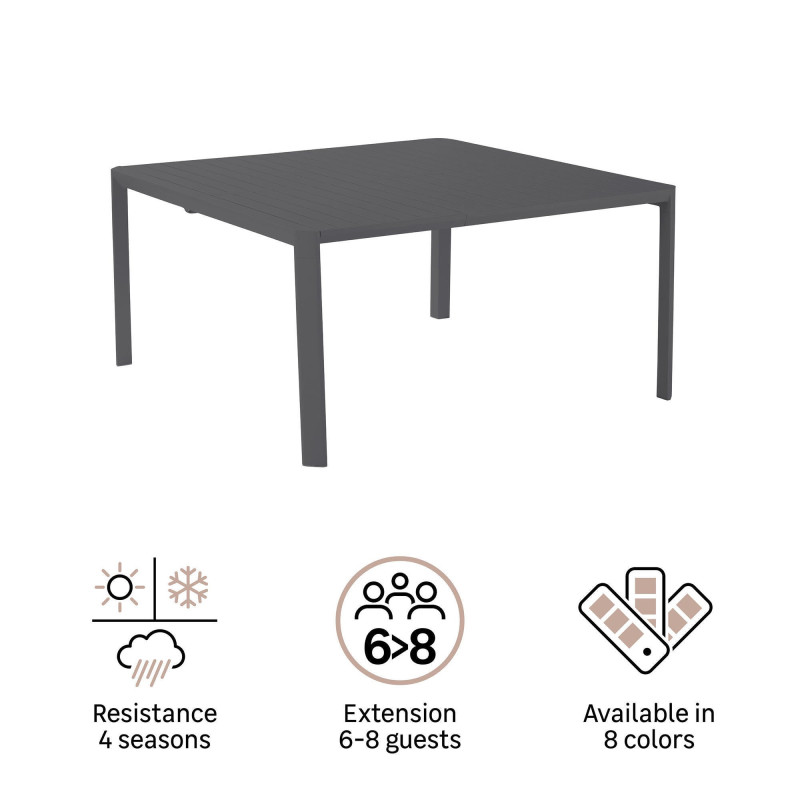 Table de jardin extensible - Idaho - NATERIAL - Gris anthracite - 6 personnes
