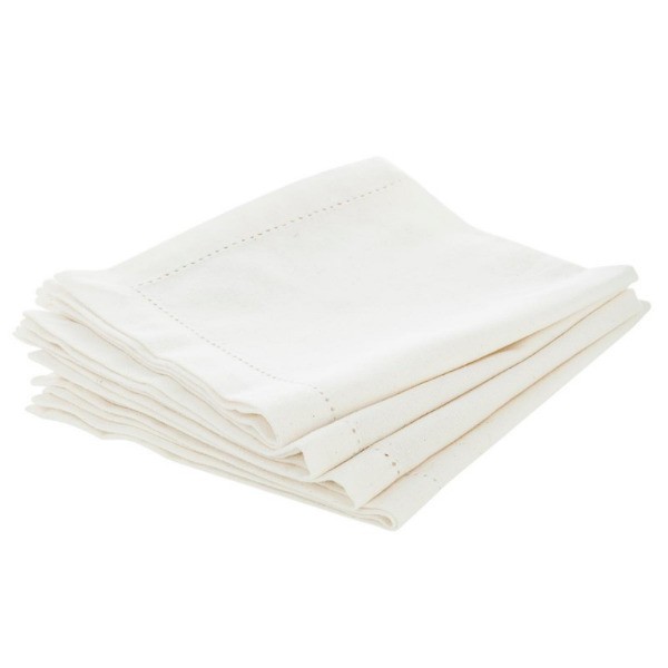 Lot de 4 Serviettes de Table Chambray Blanc