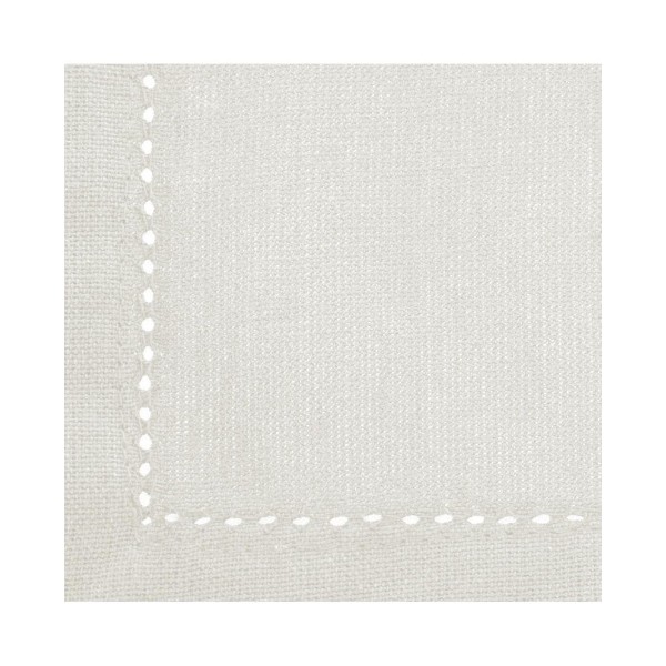 Lot de 4 Serviettes de Table Chambray Blanc