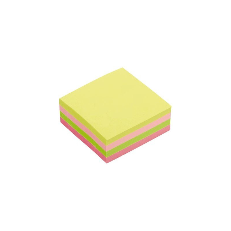 Bloc cube de 320 feuilles de notes repositionnables 75 x 75 mm coloris vif assortis