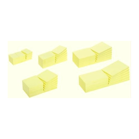 Lot de 12 blocs de 100 feuilles de notes repositionnables  40 x 50 mm coloris jaune pastel