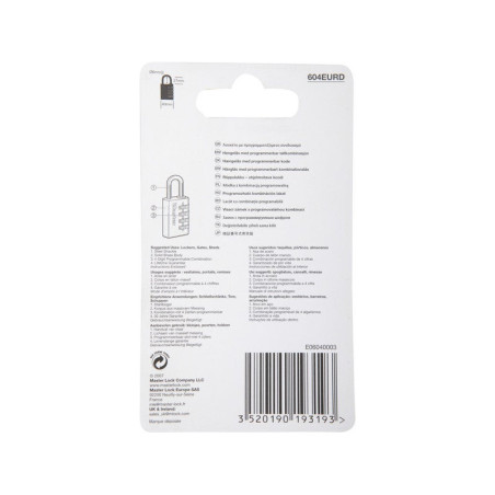 Cadenas À Combinaison Masterlock Laiton, L.40 Mm