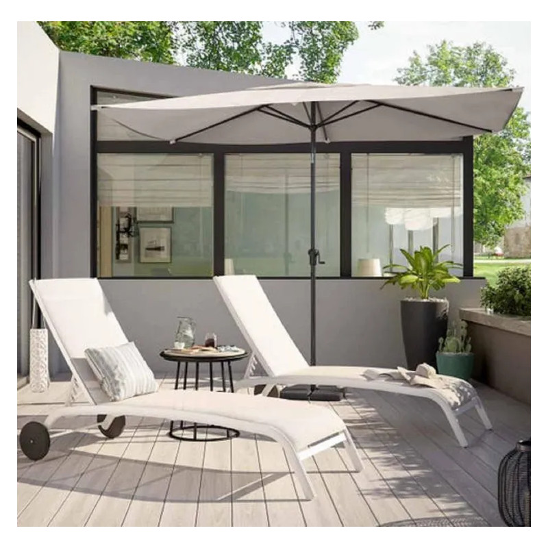 Parasol pied central Avea rectangulaire 300x200cm Taupe - NATERIAL