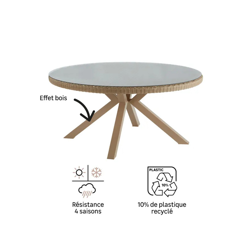 Table de jardin en aluminium Medena 8 places gris