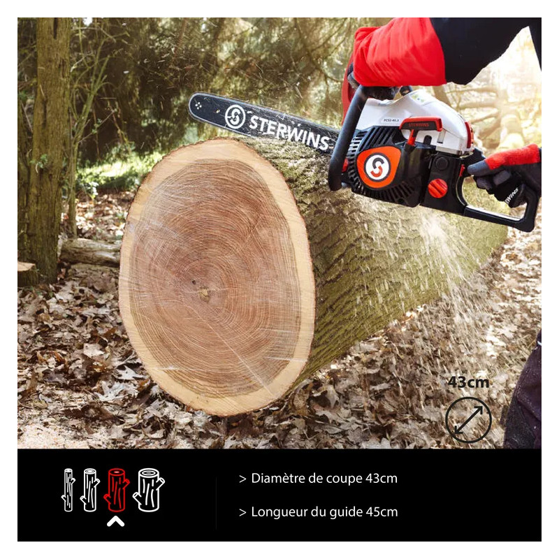 Tronçonneuse à essence guide de 45 cm