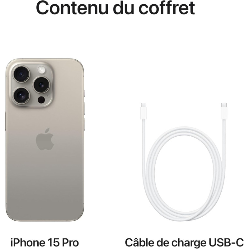 iPhone 15 Pro titane naturel 128Go - APPLE - RECONDITIONNÉ - Non EU