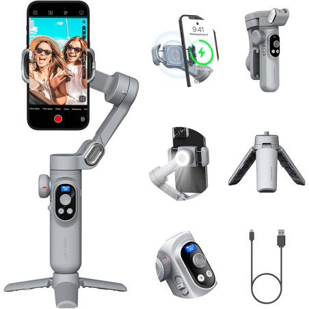 Stabilisateur pliable Smart X Pro pour smartphone iPhone/Android Gris - AOCHUAN - AR01690