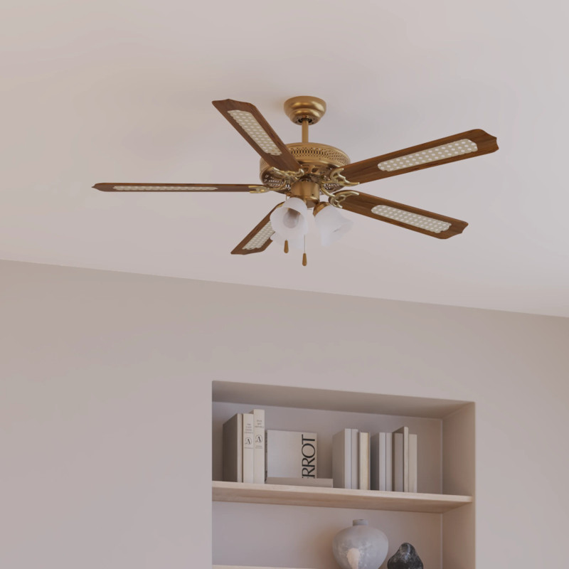 Ventilateur de plafond Reunion 5 pales 60W Rotin