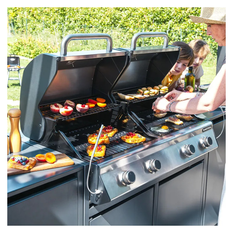 Module barbecue Europa gris argenté 109 x 60 cm