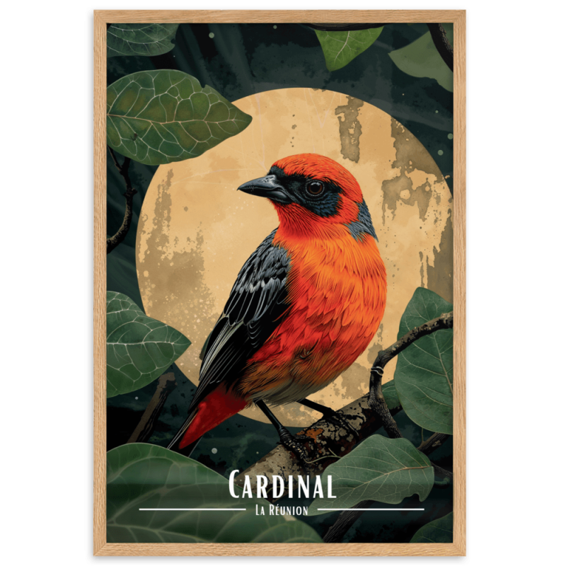 Cardinal au claire de lune  30 × 40 cm