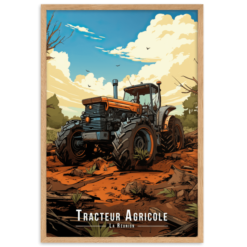 Tracteur dans les champs reunionnais  30 × 40 cm