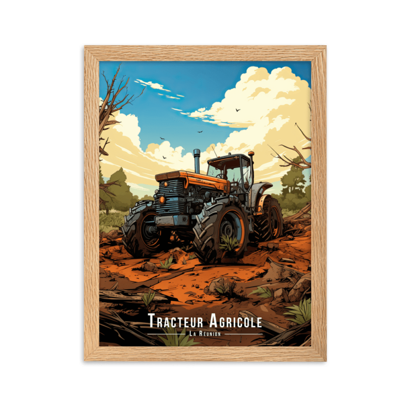 Tracteur dans les champs reunionnais 50 × 70 cm
