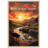 Troupeau de boeufs au soleil couchant  30 × 40 cm