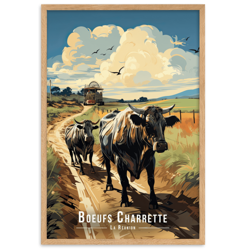 Boeufs sur un sentier reunionnais  30 × 40 cm