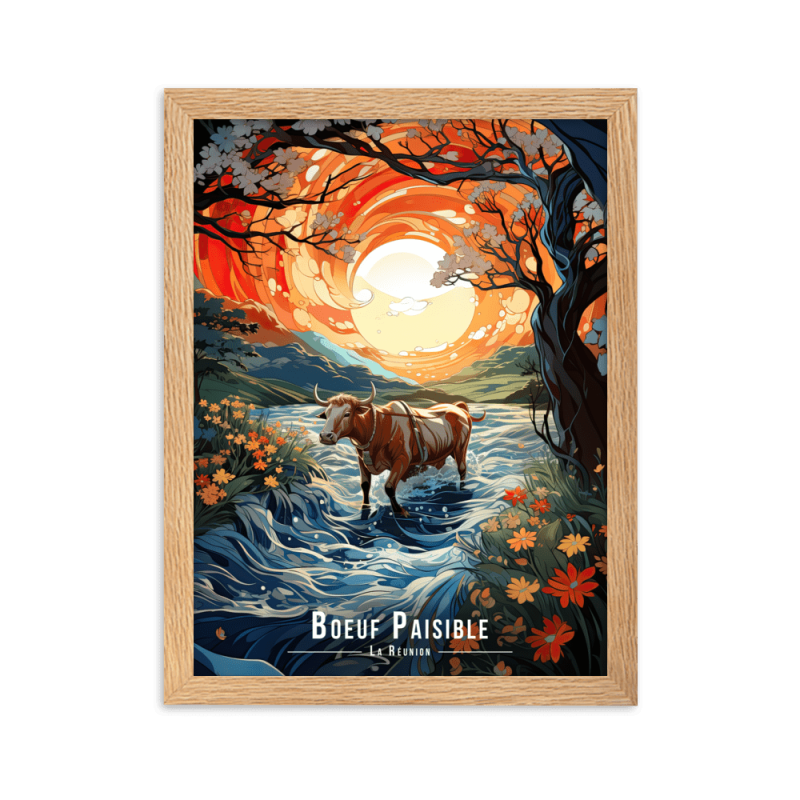 Boeuf dans la riviere  50 × 70 cm