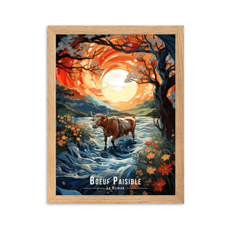Boeuf dans la riviere  50 × 70 cm