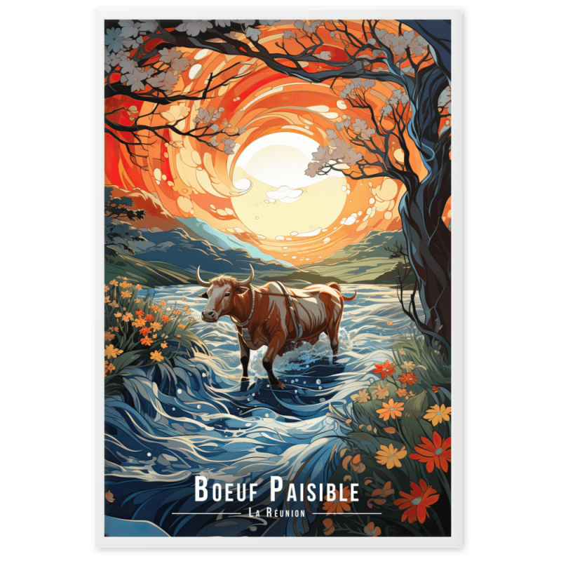 Boeuf dans la riviere  61 × 91 cm