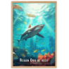 Requin et recif a la reunion 30 × 40 cm