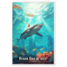 Requin et recif a la reunion  61 × 91 cm