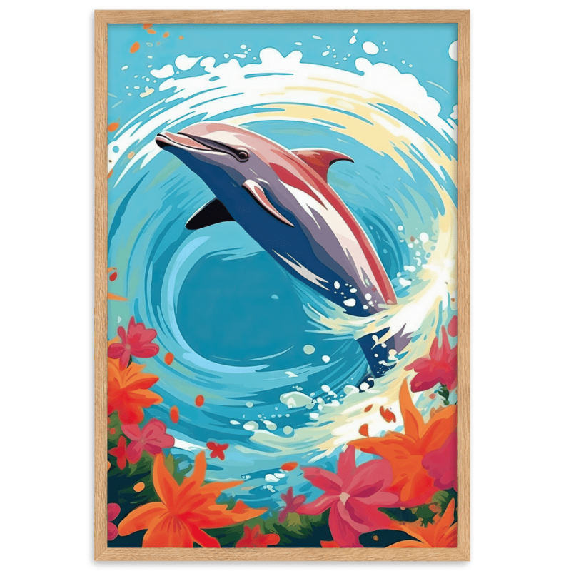 Dauphin et maelstrom  30 × 40 cm
