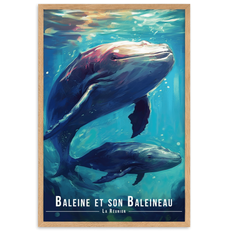 Une baleine et son baleineau  30 × 40 cm
