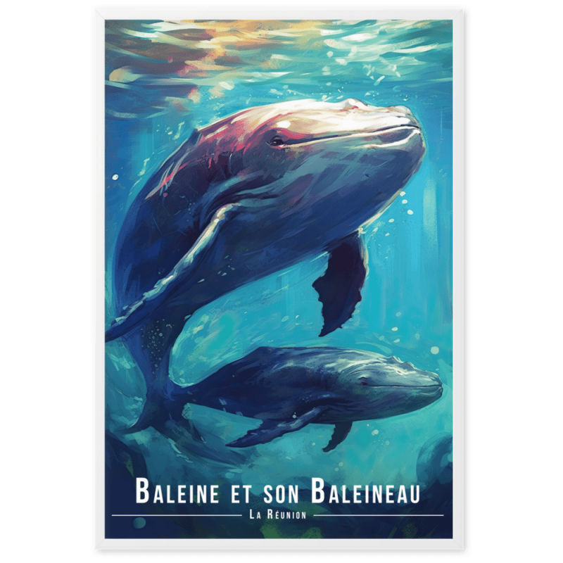 Une baleine et son baleineau  61 × 91 cm