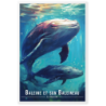 Une baleine et son baleineau  61 × 91 cm