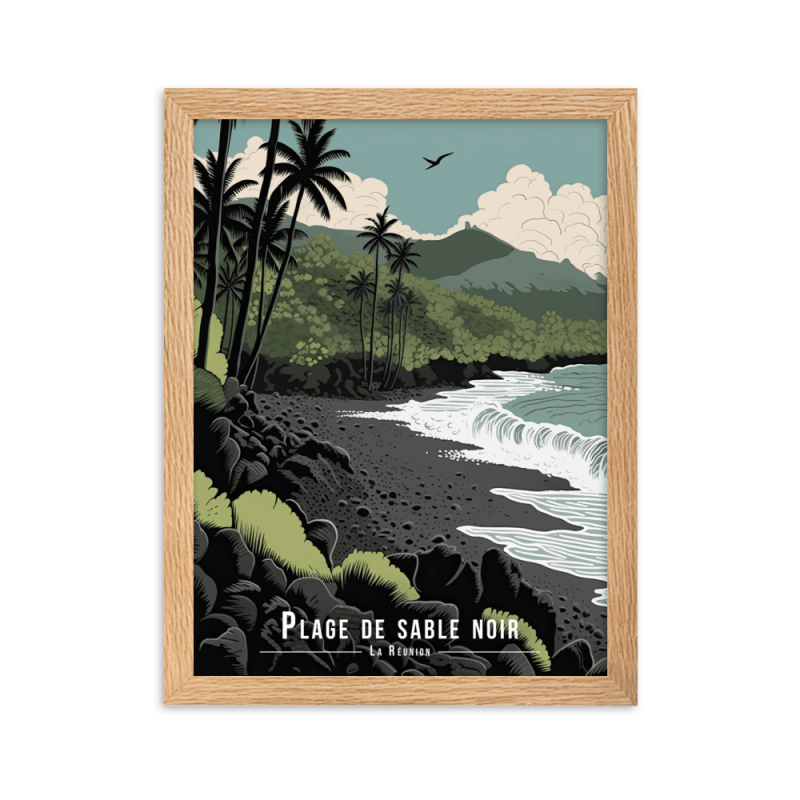 Plage de sable noir a la reunion 50 × 70 cm