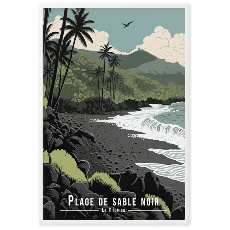 Plage de sable noir a la reunion 61 × 91 cm