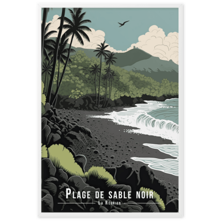 Plage de sable noir a la reunion 61 × 91 cm