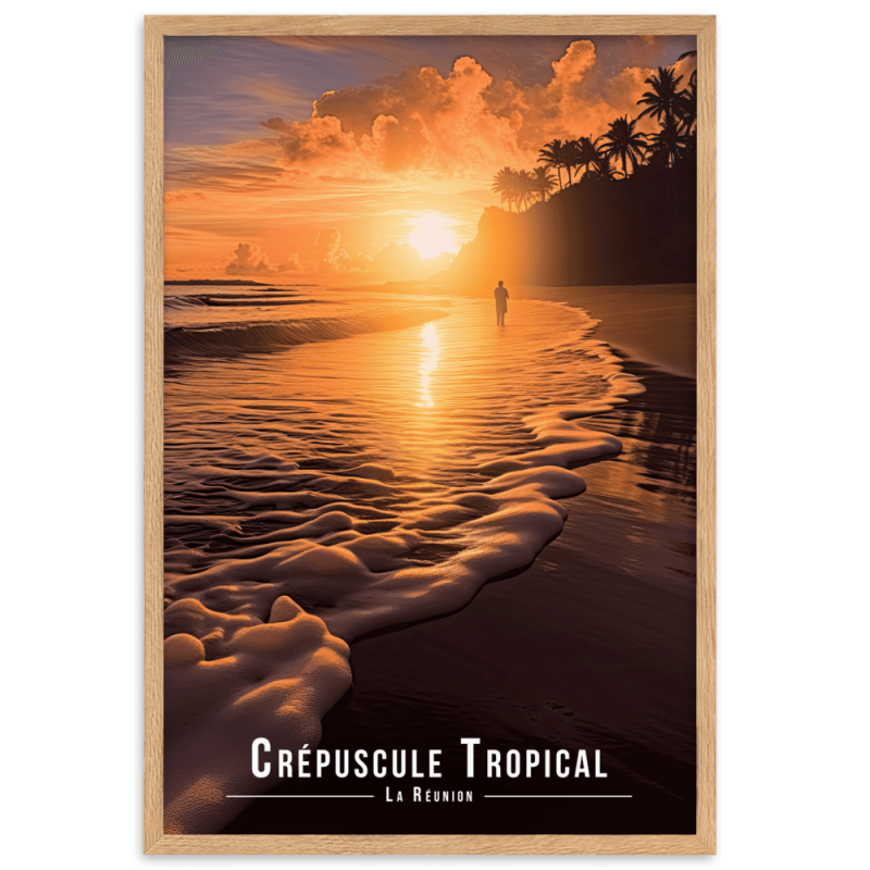 Promenade solitaire au crepuscule tropical 30 × 40 cm