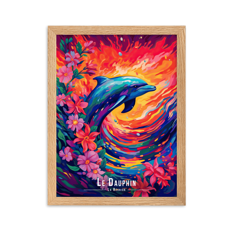 Dauphin sautant parmi les fleurs  50 × 70 cm