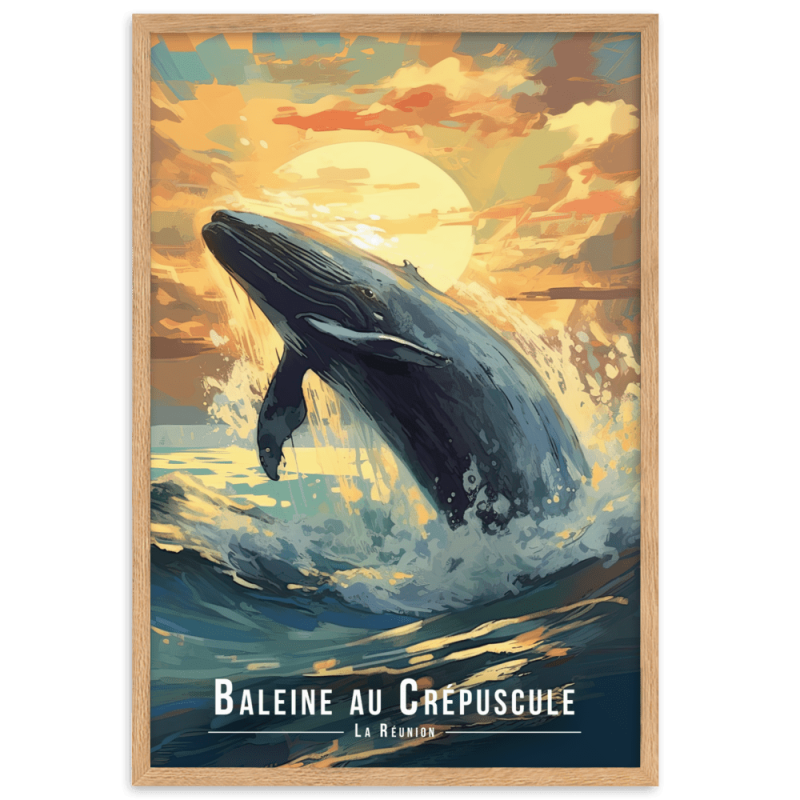 Baleine en saut illustree 1  30 × 40 cm