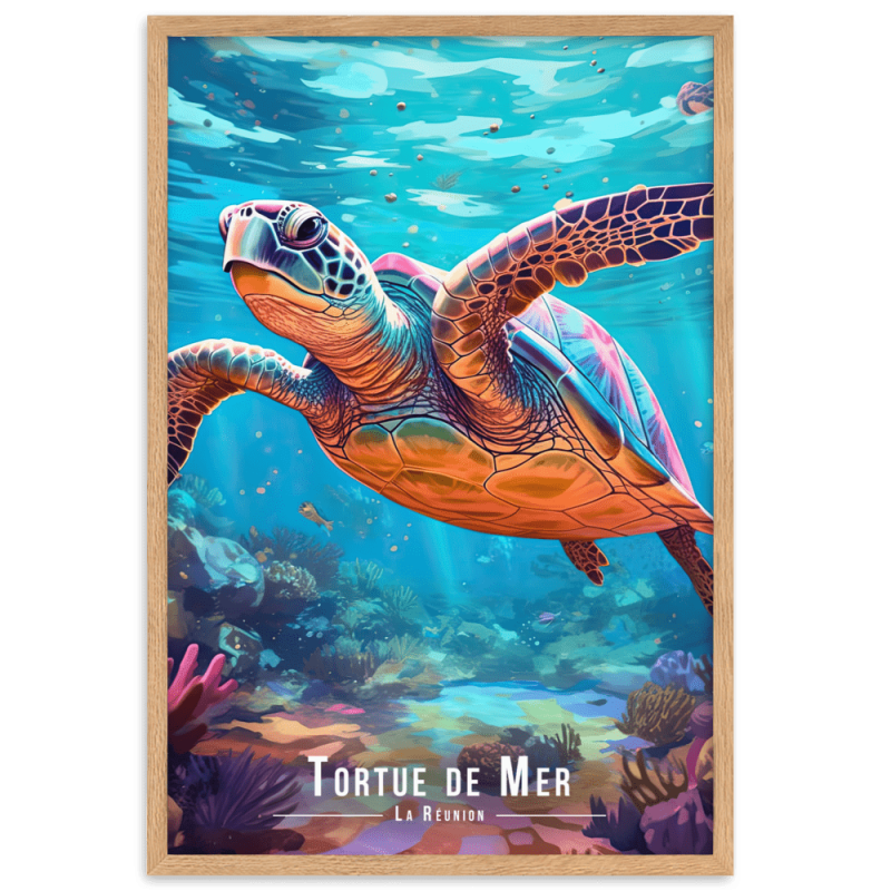 Tortue et vie marine a la reunion 30 × 40 cm