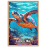Tortue et vie marine a la reunion  30 × 40 cm